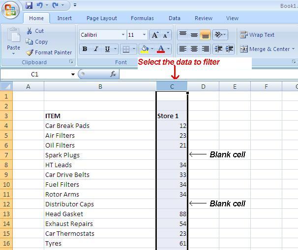 Filter does not work in excel 2010